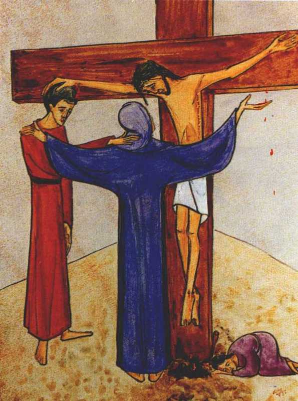 Mar�a y Juan junto a la Cruz de Jes�s