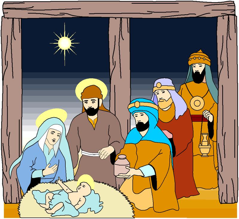 La visita de los reyes magos al pesebre de Bel�n